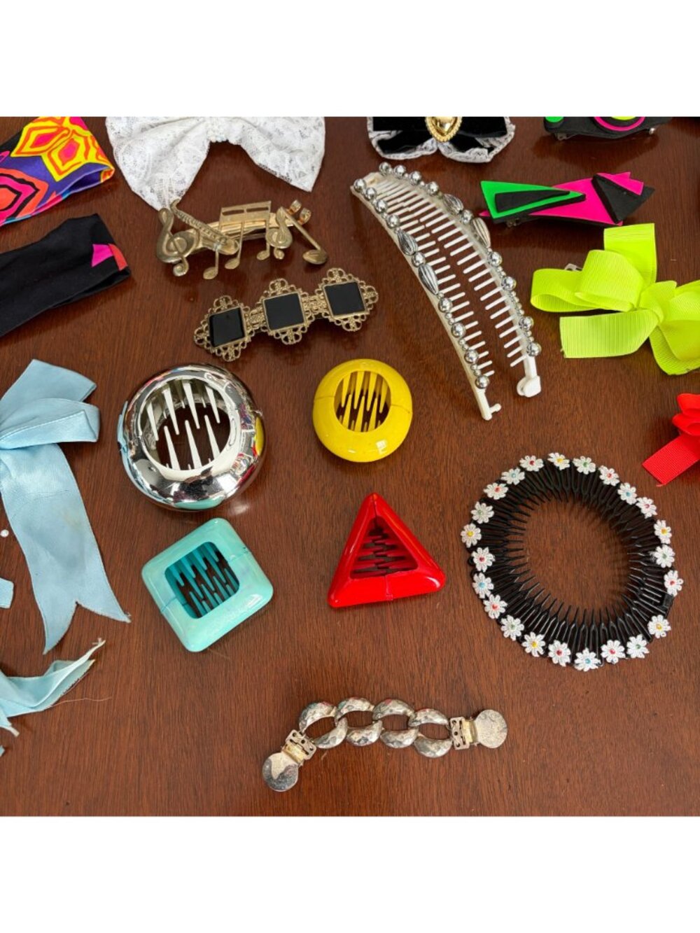 Vtg 1980s Hair Accessories Lot Madonna Banana Clips Bows Barrettes Headbands - Picture 5 of 16